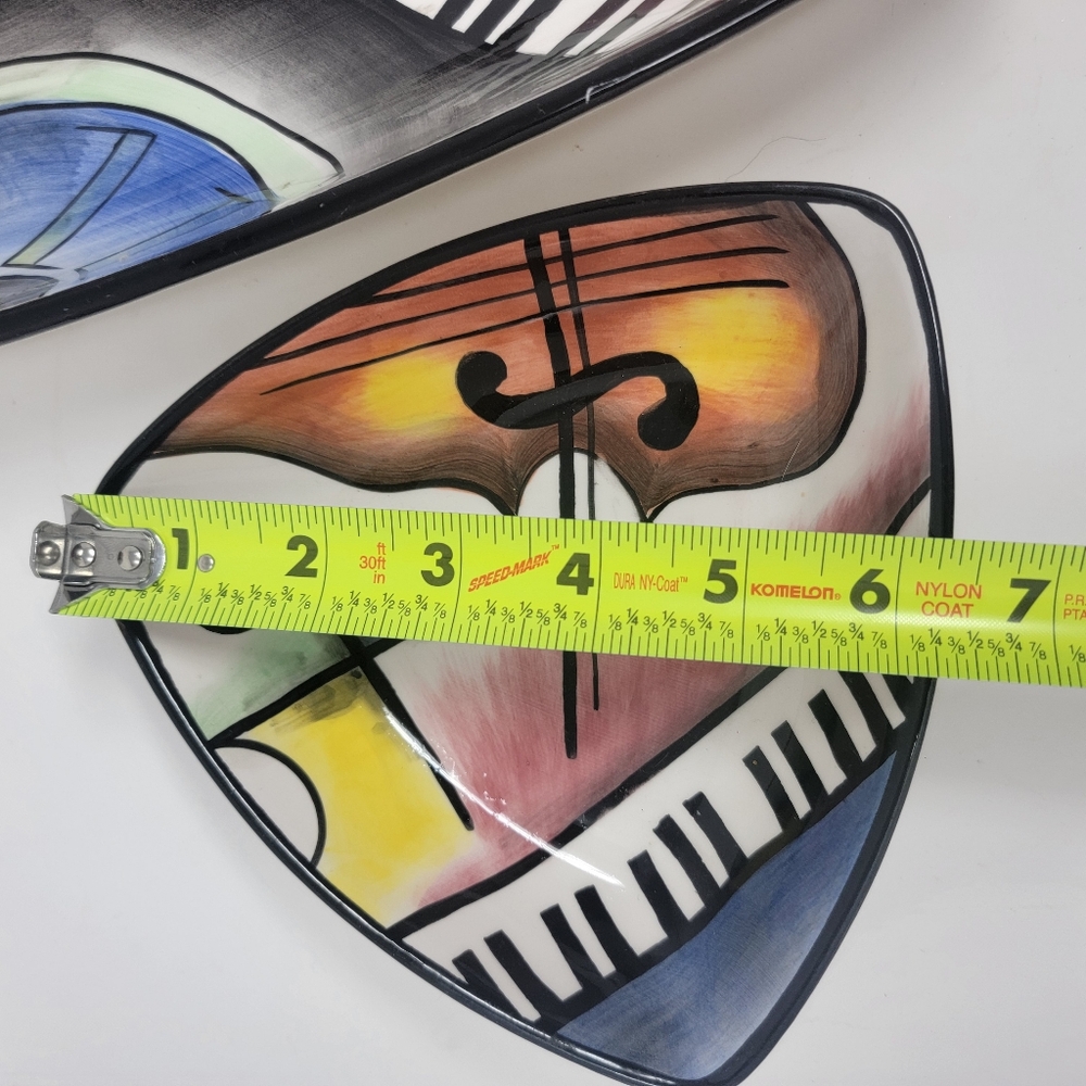 CLAY ART ALL THAT JAZZ STONELITE CLAY 16”"L SERVING PLATTER N BOWL 2001 - Picture 6 of 8